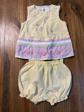 Little Bitty Size 3/6 Month 2 Piece Outfit Vintage Yellow Flowers