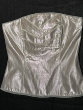 White House Black Market Bustier Corset Sz 6 Champagne Silver Metallic RN111459