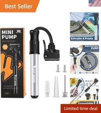 Lightweight Mini Aluminum Bike Pump - 100 PSI Inflator for Presta Schrader