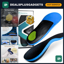 High Arch Support Gel Insoles, Shock Absorption, Comfort Shoe Inserts for Men &