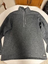 Eddie Bauer Pullover Mens Large Gray 1/4 Zip Pocket Sweater