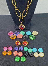 JOAN RIVERS Interchangeable Chic Link Necklace & Earring Set 10 Colors