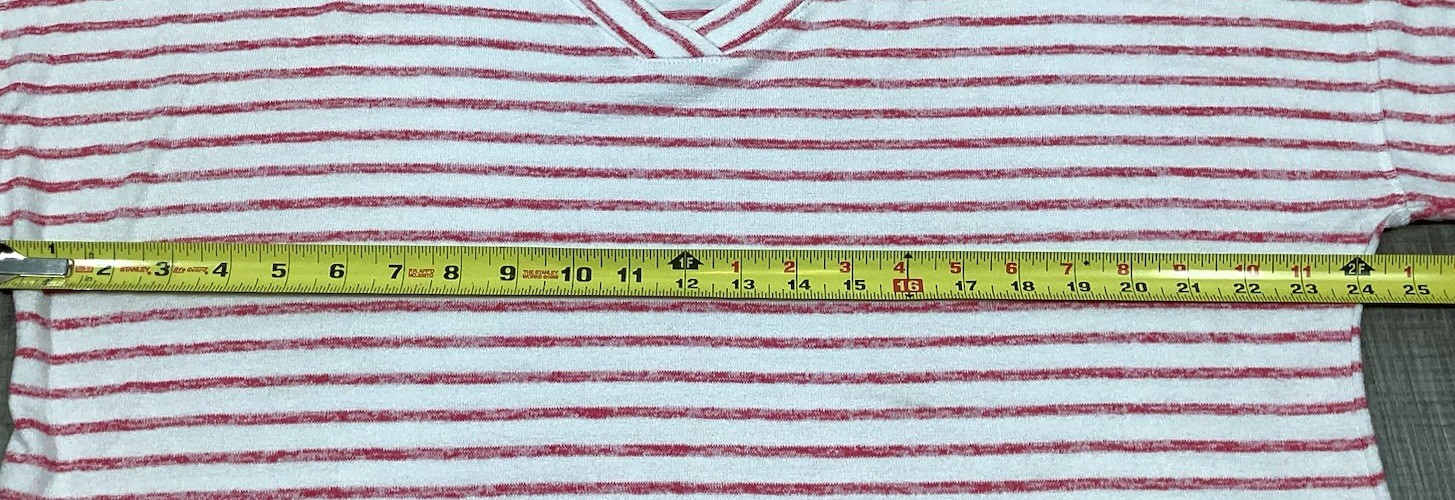 Chicos Weekends V Neck Basic Top Size 3 White Red… - image 6