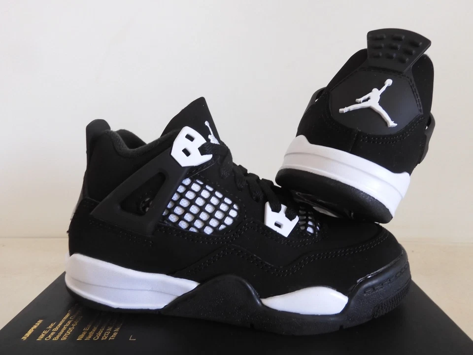 Nike Air Jordan 4 Retro (PS) "White Thunder" Negro-Blanco Talla 10.5c [FV4537-001] Foto 3 de 4