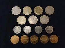 Lot of 16 -- Vintage Casino Slot Gaming Tokens Coins $1 $5 -- "Collectible"