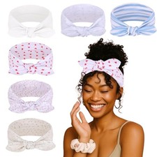 6 Pack Wide Headbands Cute Summer Hair Accessories - Wide Knotted Floral Set-1