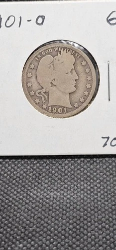 1901-O New Orleans Barber Quarter 90% Silver - Key Date - VG condition