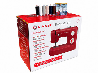 Singer Simple 3223 BY Nähmaschine mit Troja Nähgarn und Organ Nähmaschinennadeln