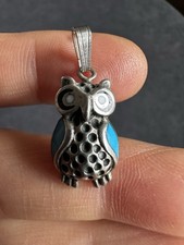925 Sterling Silver Enamel Owl Pendant