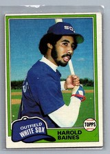 HAROLD BAINES 1981 Topps Baseball ROOKIE card #347 Chicago White Sox VG. rookie card picture
