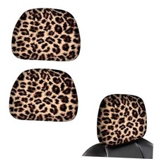 2pcs Cheetah Print Car Seat Headrest Cover Soft Breathable Elastic Cranberry 2pcs Cheetah Print Car Seat Headrest Cover Soft Breathable Elastic Cranberry