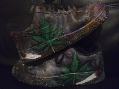 Nike Men's Air Force '07 Size Cannabis custom Triple Black - Main Image