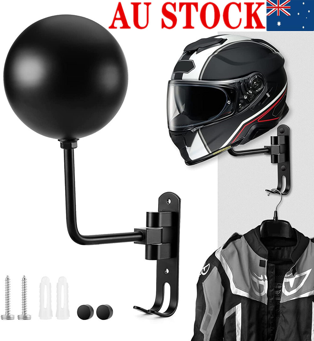 Motorcycle Helmet Holder for Bike Wall Mount Rotation Jacket Bag
