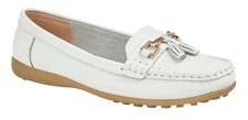 Boulevard Ladies Real Leather Tassel Slip On Moccasin Flat Boat Shoes Loafers