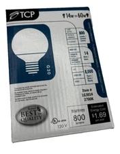 TCP 1G3014 GLOBE LAMPS G30 14W LIGHT BULB 8000 HOURS EDG30-14 2700K