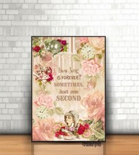 Alice In Wonderland Print , Shabby Chic,  wall art, Floral  home Print