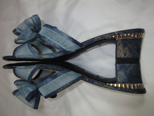 J. Renee Freesia Blue Mesh Fabric Open Toe Kitten Heels Bow Accent SZ 10M EUC - Picture 11 of 20