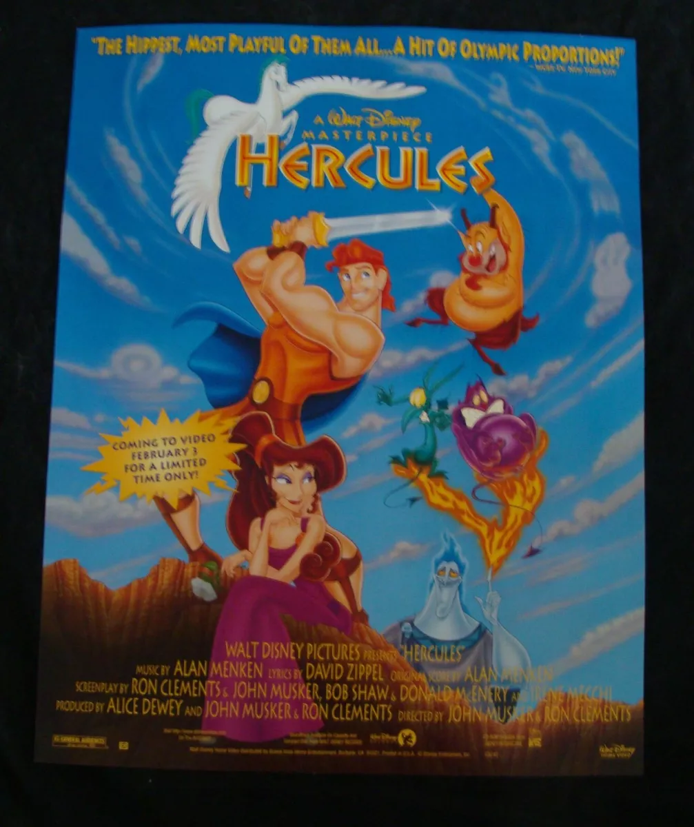 Disney HERCULES movie poster original video promo store display eBay