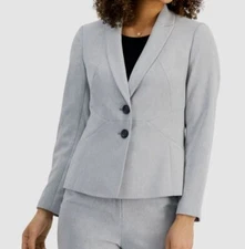 Le Suit Women's Gray Two-Button Notch Collar Suit Separate Jacket Petite Size 2P