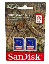 SanDisk SDHC 16 GB 2-Pack Break Up Country Wildlife New Unopened SD Card