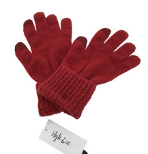 Style  Co Women's Waffle-Knit Shimmer Gloves, Red, One Size