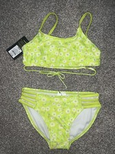 NWT Girl s Art Class Green Floral Bikini Swimsuit Size M 8