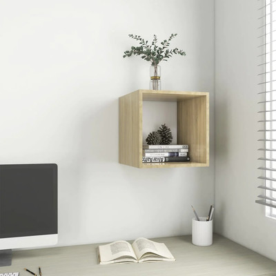 NNEVL Wall Cabinet White and Sonoma Oak 37x37x37 cm Chipboard