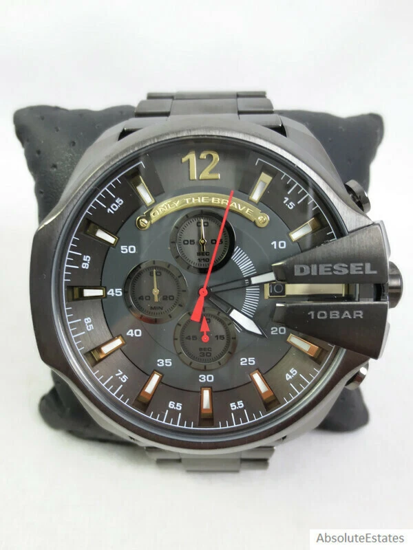 NEW Diesel Men s Mega Chief Chronograph Gunmetal Gray S S Watch DZ4421 NIB