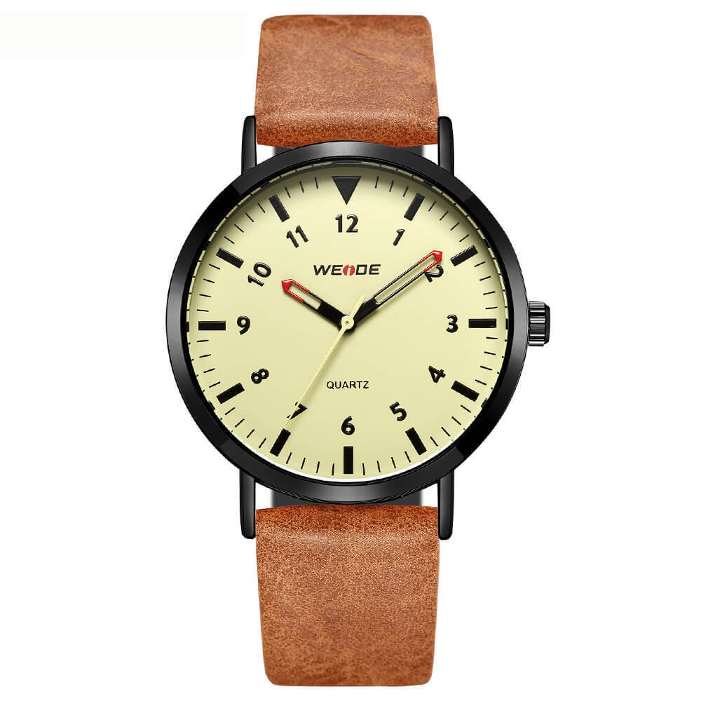 Wristwatch Weide wd003 Mens Unisex Original Brown Genuine Leather Strap