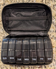 Canvas Bag Travel Pill Organizer 2 Times a Day Large AM/PM Weekly Pill Box 7 Day