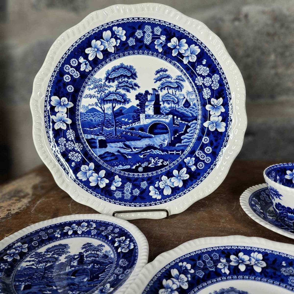 SPODE Tower Blue 5pc place setting plate bread salad cup saucer