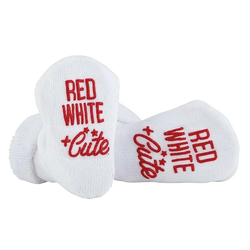 11 Different Pairs of Cute Baby socks with different phrases on non-slip bottom.