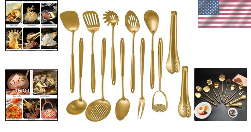 12-Piece Professional Stainless Steel Cooking Utensil Set - Elegant & Durable - 第 2/9 張圖片