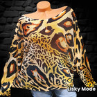 Italy Damen Pulli Shirt strick leichte Pulli Comics Leopard   Braun  38,40, NEU