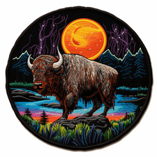 American Bison Applique Patch - Buffalo Animal Badge 3" Iron on Mountains Moon