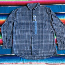 Eddie Bauer Men's Bristol Cotton Flannel Shirt Plaid Blue Size Large Long Sleeve