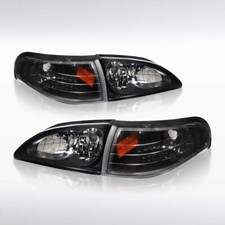 94-98 Ford Mustang Gt Svt Black Replacement Headlights Corner Signal Combo Set