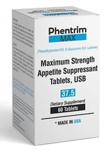 Phentrim Max 37.5  Maximum strenght Appetite suppressant diet pill that works