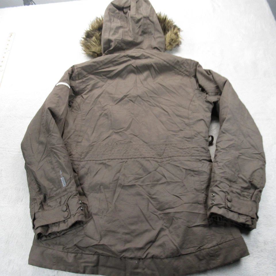 Chaqueta Helly Hansen Mujer Pequeña Marrón Imitación Piel Capucha Borde Helly Tech Esquí Nieve Foto 3 de 4