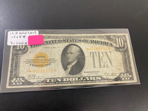 1928 $10 Gold Certificate *STAR* note Fr. 2400* - CIRCULATED GOLD STAR NOTE -$10