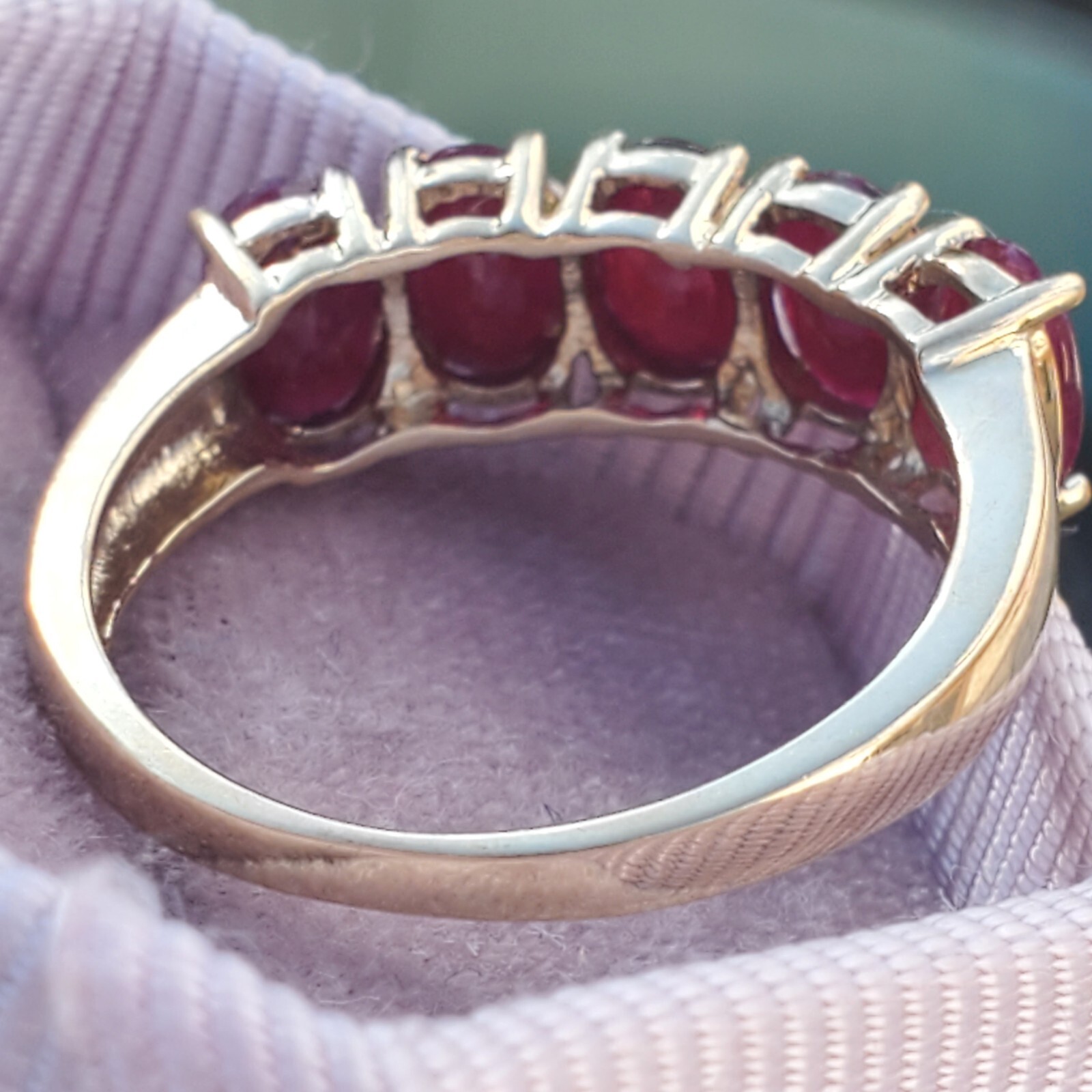 10K VINTAGE SOLID YELLOW GOLD OVAL RUBY GEMSTONE … - image 5