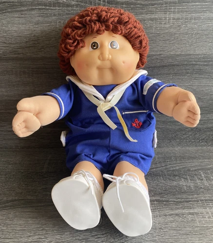 Vintage 1982 Cabbage Patch Kids Boy Brown Hair + Eyes Blue Sailor Outfit