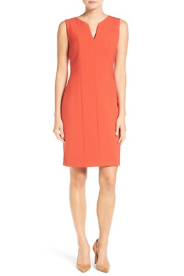 NWT BOSS by Hugo Boss Dency Notch Neck Sheath Dress Sienna Red