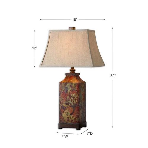 DESIGNER INSPIRED COLORFUL FLORAL PRINT TABLE LAMP  32" UTTERMOST 27678 - Picture 5 of 5