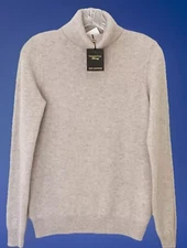 NWT CHARTER CLUB Med 100% Cashmere Turtleneck Sweater Pearl Taupe, $159