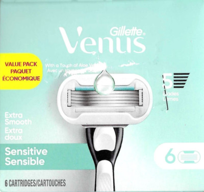 Gillette Venus Sensitive Sensible Extra Smooth 6 Refill Cartridges New & Sealed