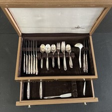 53 Piezas Internacional Plateado Profundo Chapado en Plata con Cajonera y Cajón