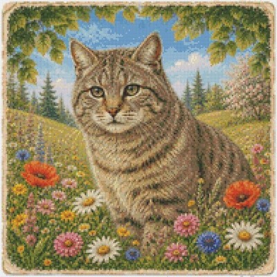 Schottische Wildkatze Kätzchen Katze im Sommer gezählt Kreuzstich