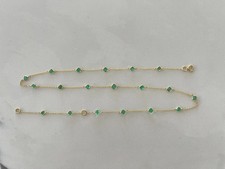 Pretty Princess Cut Natural Emerald Her Birthday Gift Necklace 14K Yellow Gold