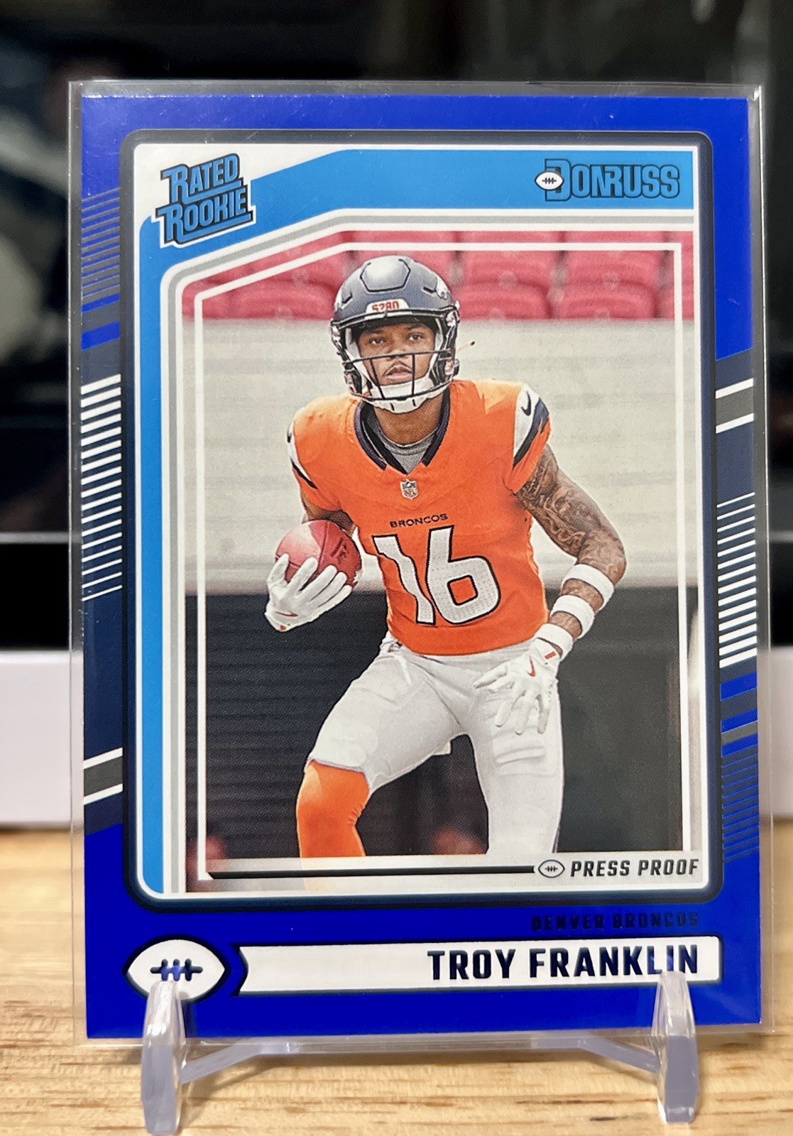2024 Panini Donruss - Rated Rookie Troy Franklin #338 Blue Press Proof (RC)